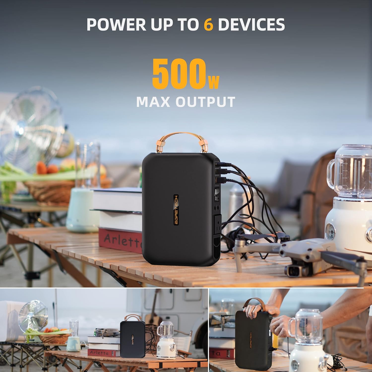 Portable Power Station 300W, 260Wh Solar Generator 500W Output Max, with 300W AC & 100W PD, Lightweight Power Station for Camping/Hiking/Emergency