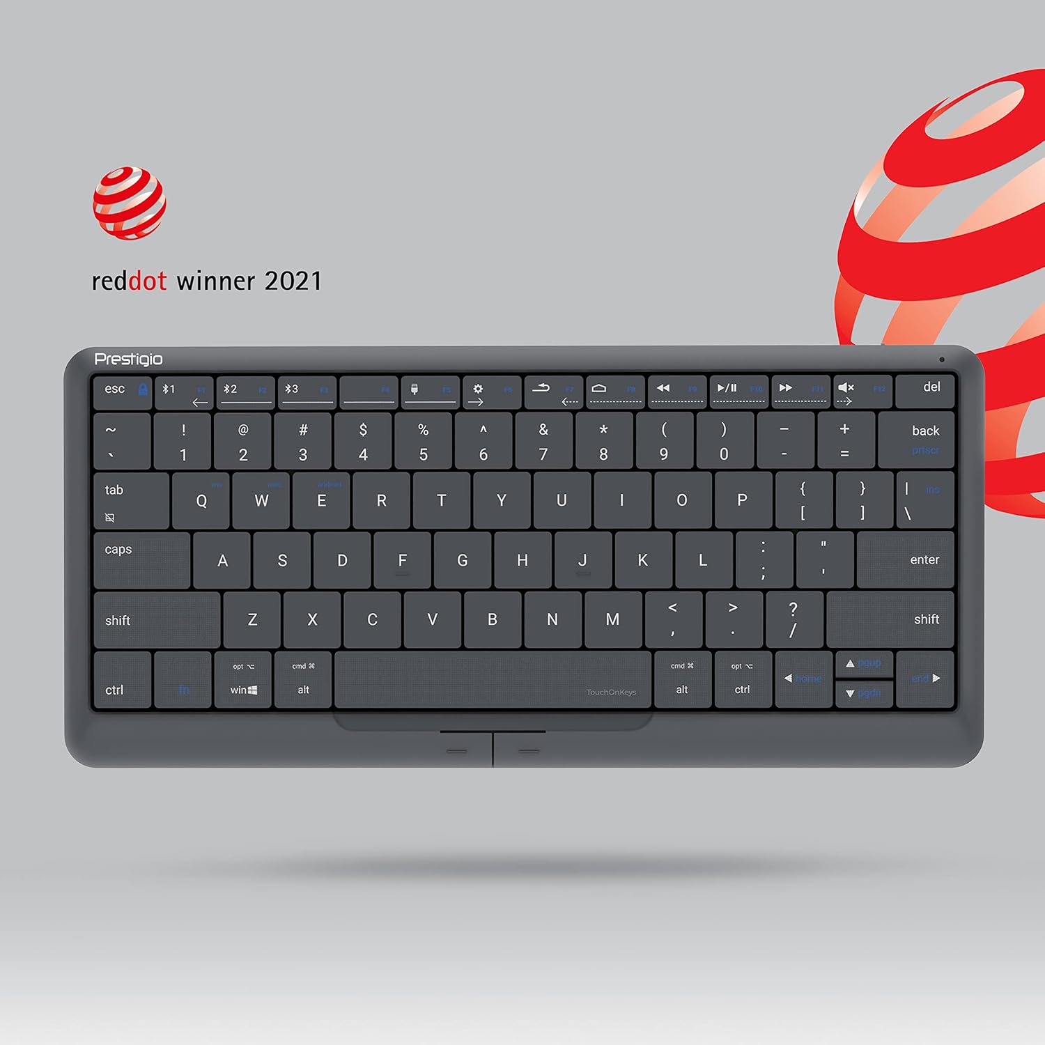 Click & Touch 2 - Smart Bluetooth Wireless Keyboard with Touchpad Embedded Into Keys | Auto-Switch Between Keyboard and Touchpad Modes | Multi-Device Rechargeable Keyboard with Phone App