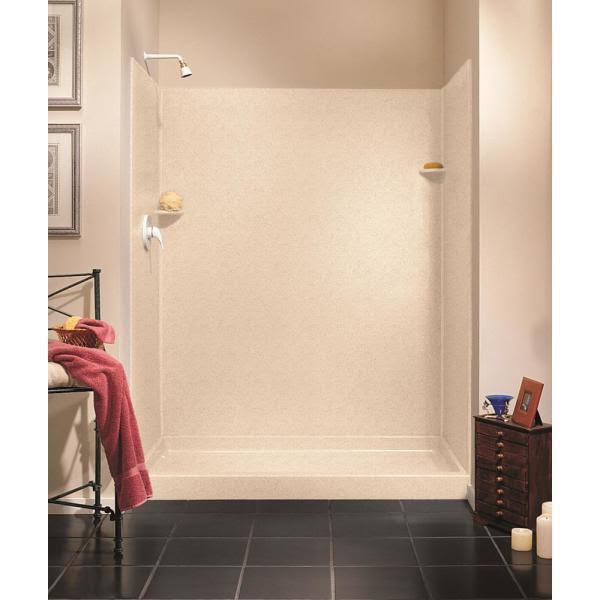Swanstone SF03448MD.042 Solid Surface Center Drain Shower Base, 48-in L x 34-in H x 5.5-in H, Gray Granite