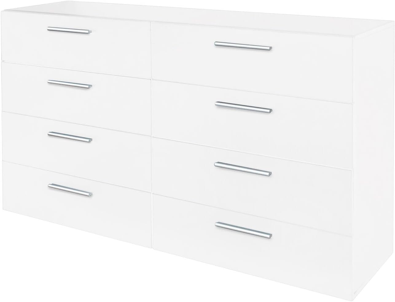 Elegant 8-Drawer Solid Wood Dresser Roomy Storage Chest Bedroom Organizer Furniture Keep Essentials Neatly Tucked, White, E404320403223