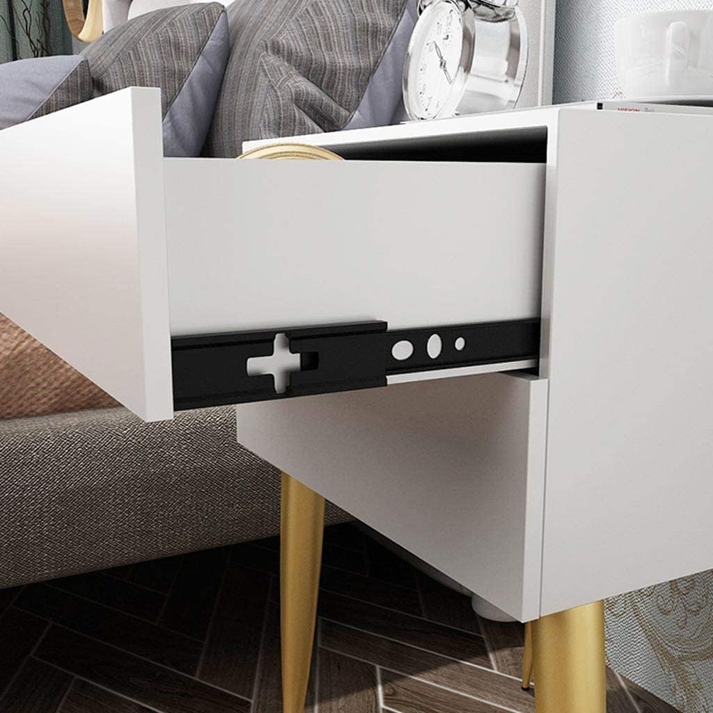 Bedside Table Delicate End Tables Household Bedside Table with 2 Drawers Nightstand Economical Simple Bedside Cabinet Wood-Based Panel Bedroom End Tables Save Space (Grey)