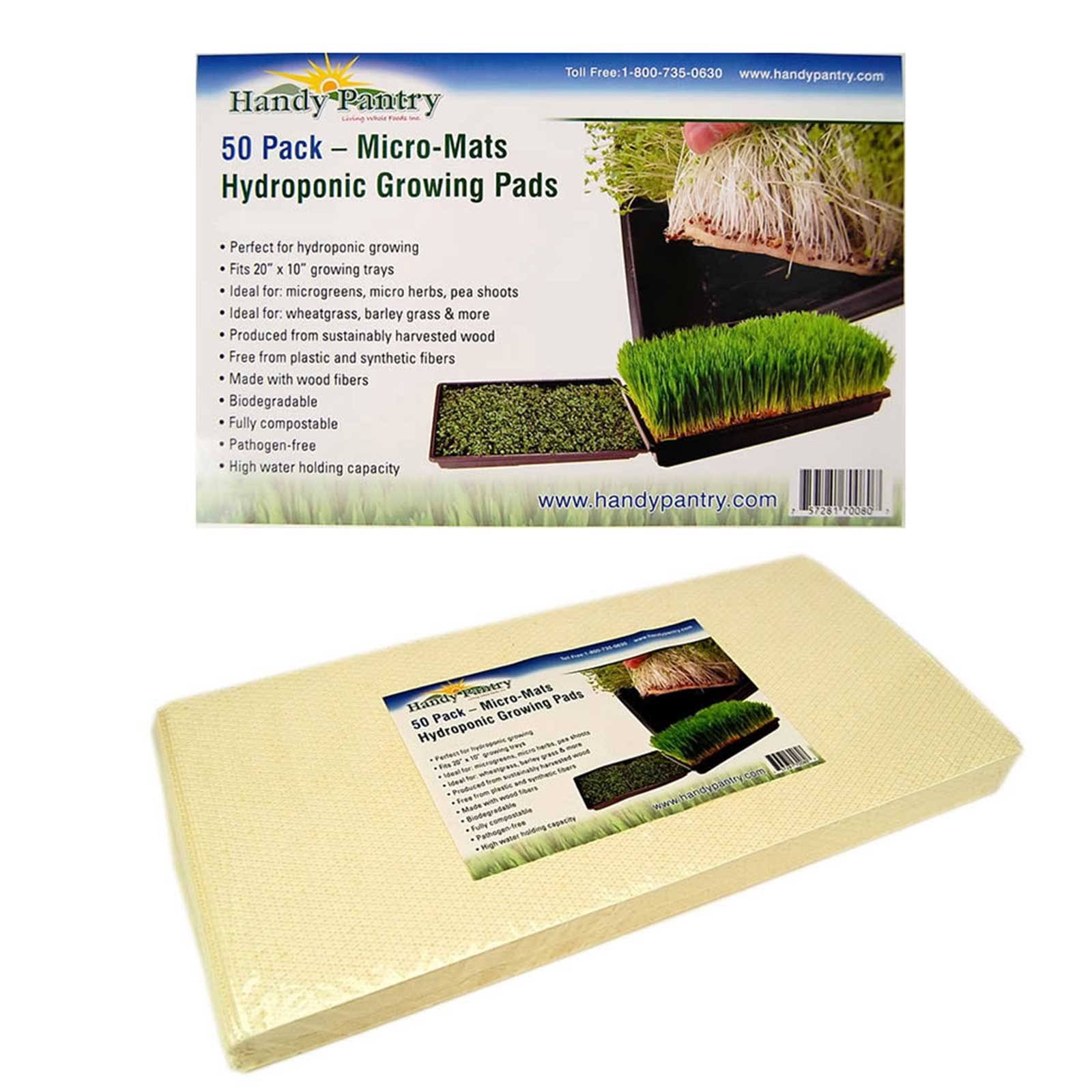 Micro-Mats Hydroponic Grow Pads - for Organic Production - 100 Pack - Plant u0026 Seed Germination: Wheatgrass, Microgreens, Mor