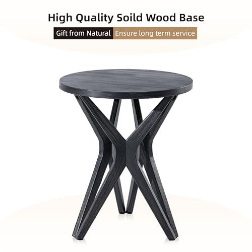 Pedestal Farmhouse End Table Set of 2, Distressed Ash Grey Top with Tripod Base for Modern Farmhouse, Boho Decor, Round