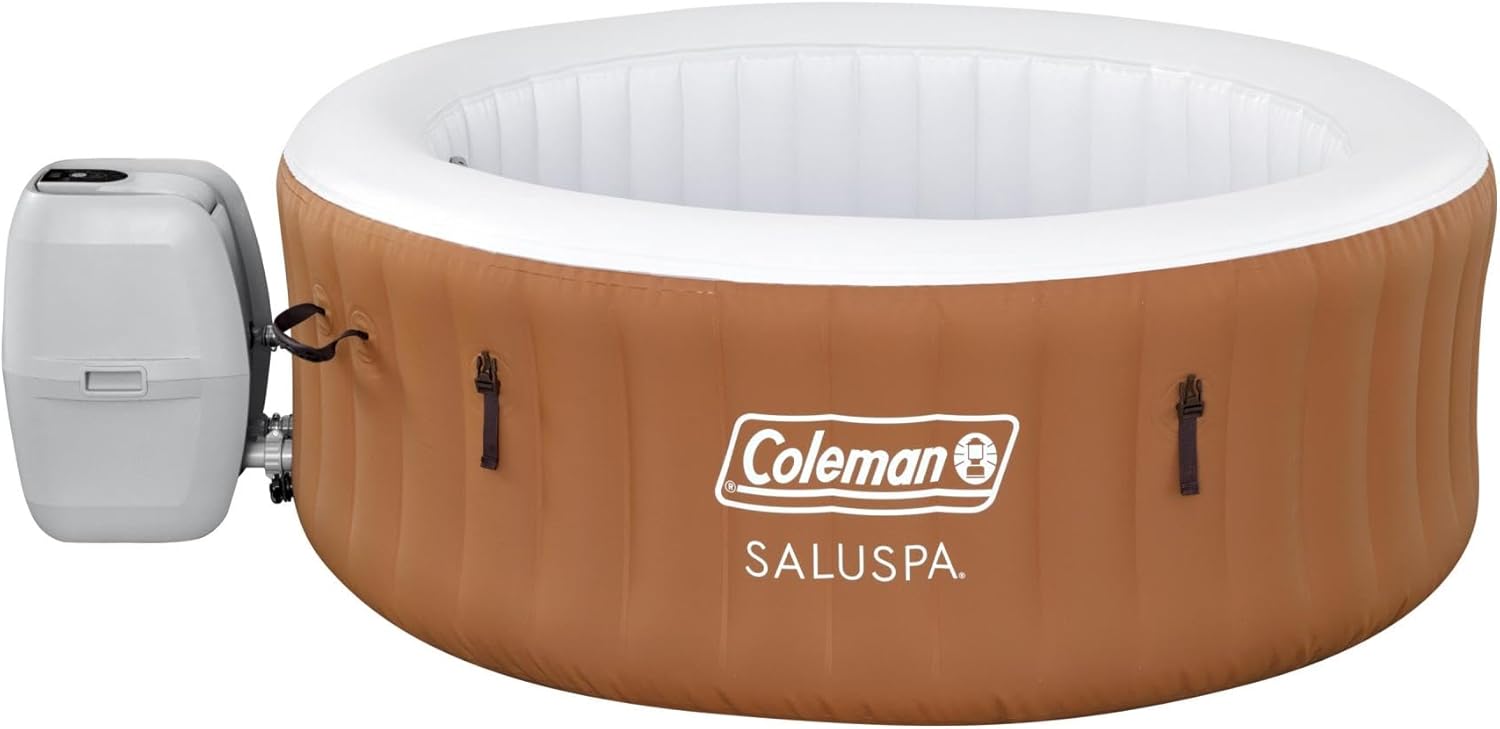 Coleman SaluSpa Ponderosa AirJet Inflatable Round Hot Tub + Bestway SaluSpa Underwater Non Slip Pool and Spa Seat with Adjustable Legs