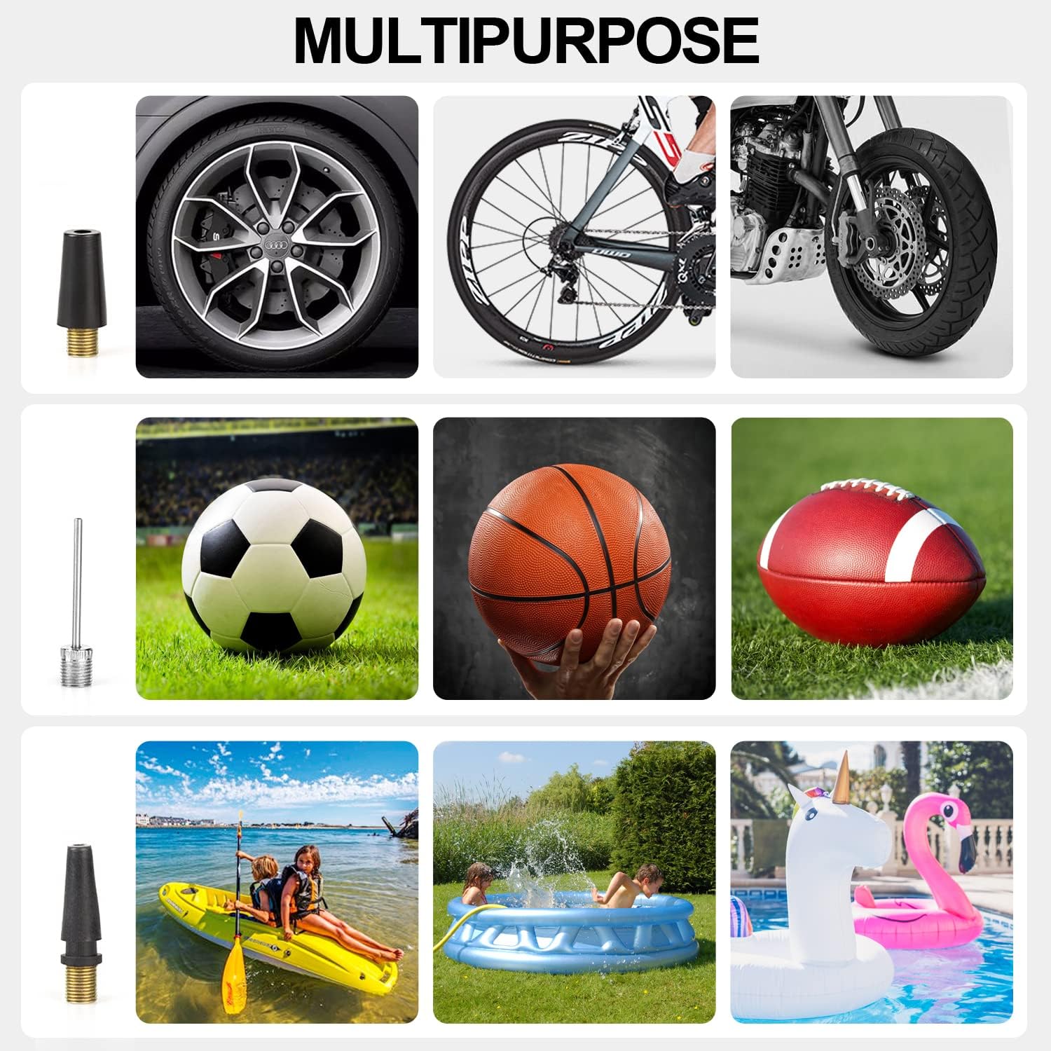 POPULO Tire Inflator Air Compressor, AC/DC Portable Air Compressor Pump for Car (12V DC) and Home (120V AC), Car Tire Inflator with Pressure Gauge for Bike, Motorcycle, Ball and Other Inflatables