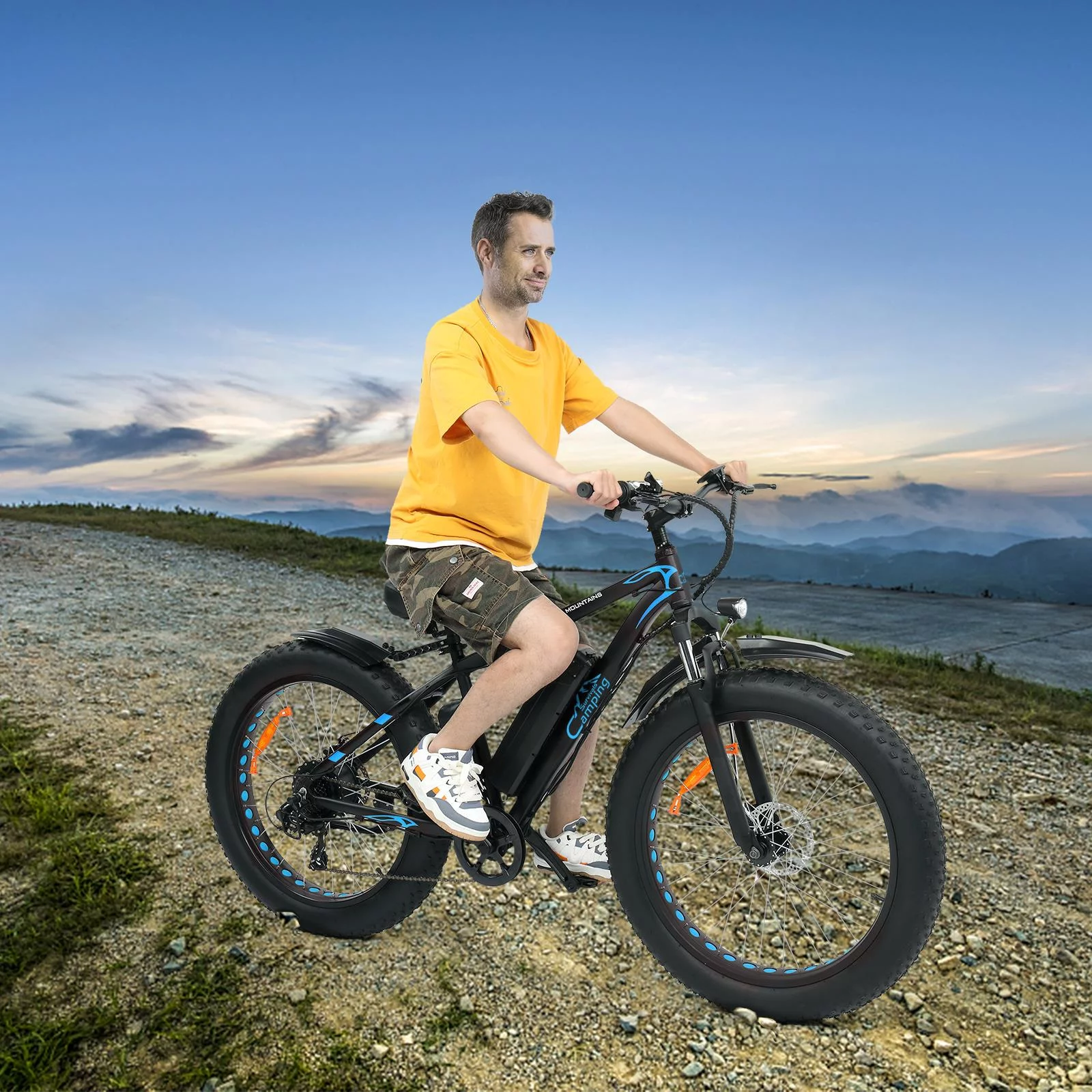 CamPingSurvivals 26 inch Electric Mountain Bicycle, 7-Speed Adult Ebike with 500W 48V 10Ah for Snow, Beach