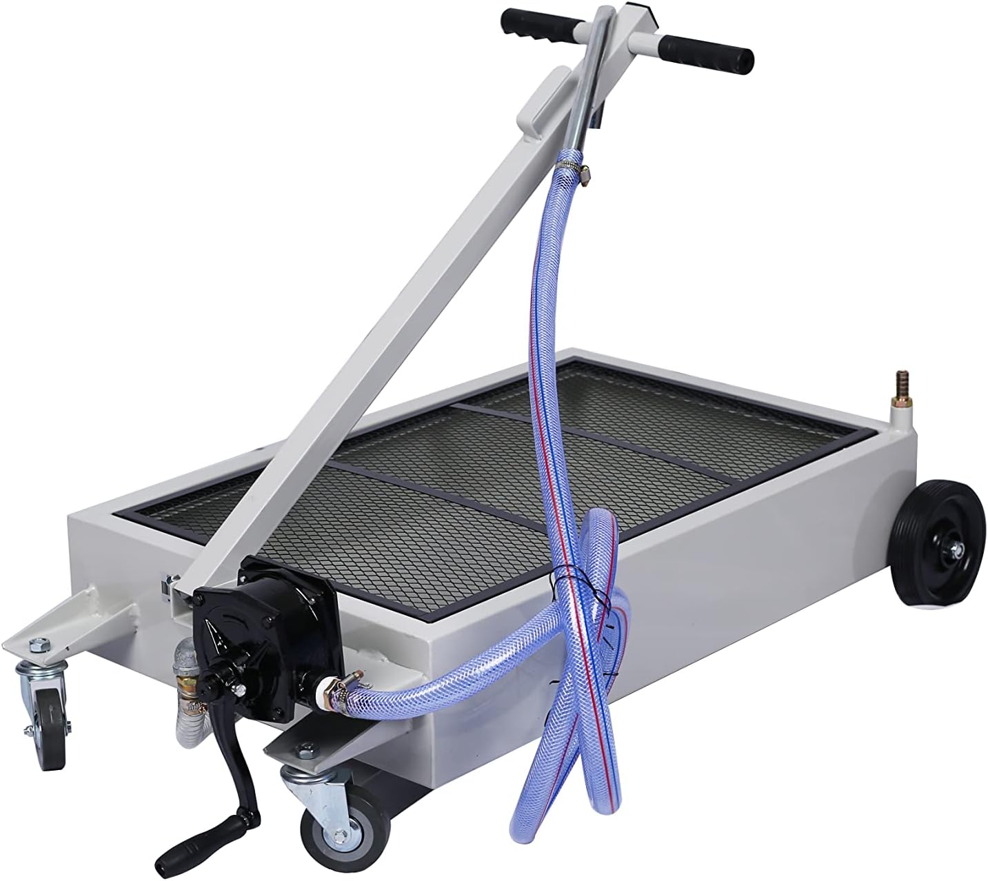 SSLine Portable 15 Gallon Oil Drain Pan with Electric Pump,Low-Profile Truck Car Oil Drain Pan with 7' Hose for SUV Car and Trucks (Grey,15-Gallon with Electric Pump)