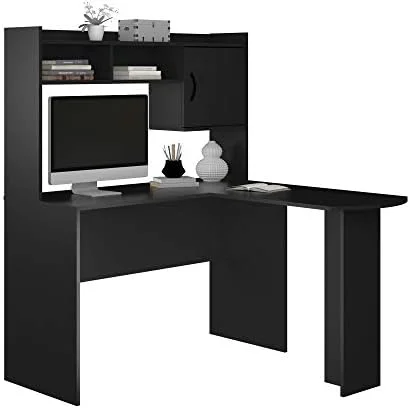 L-Shaped Desk With Hutch, Multiple Colors (L-Shaped Desk With Hutch, Espresso/Rustic Oak)