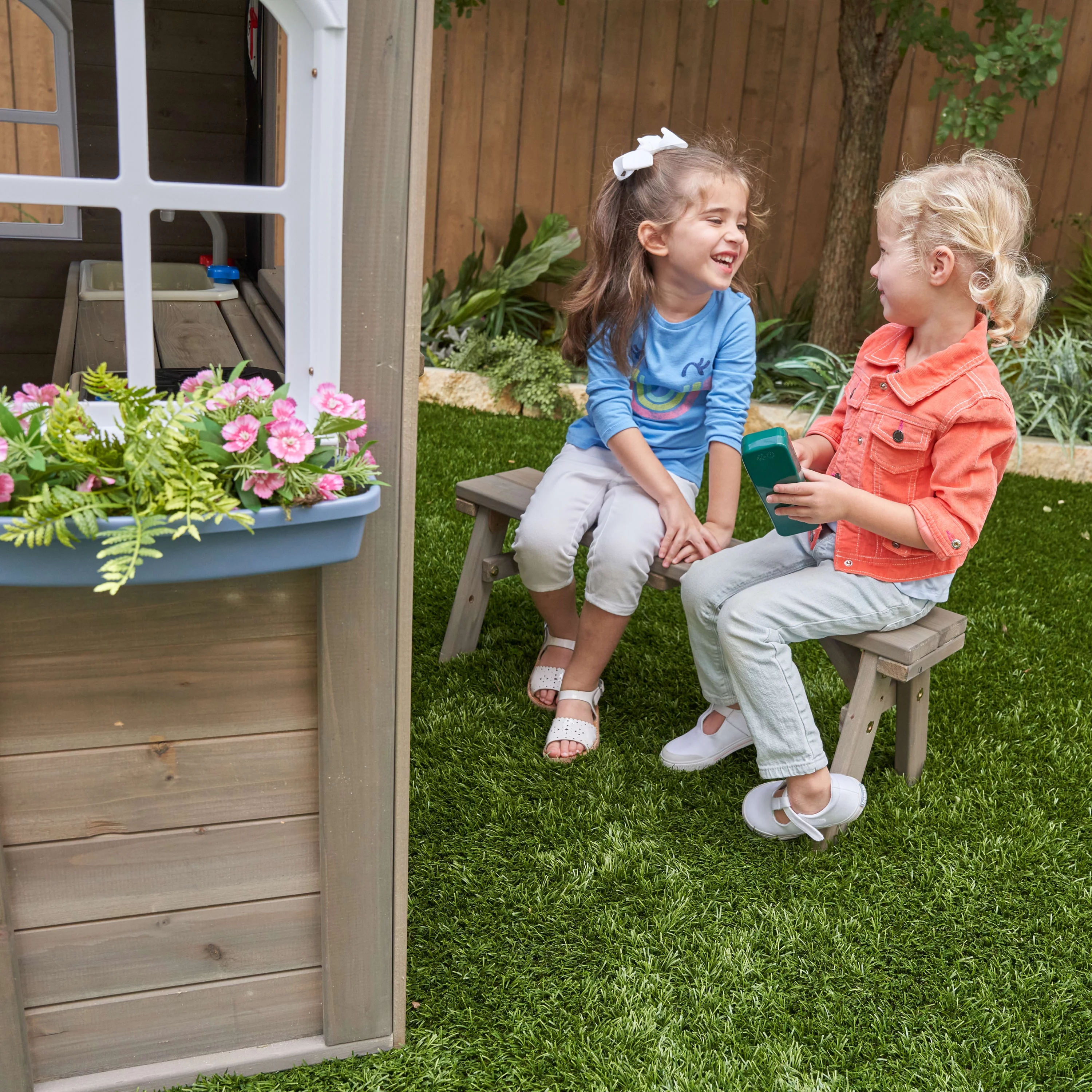KidKraft Forestview II Wooden Outdoor Playhouse with Kitchen