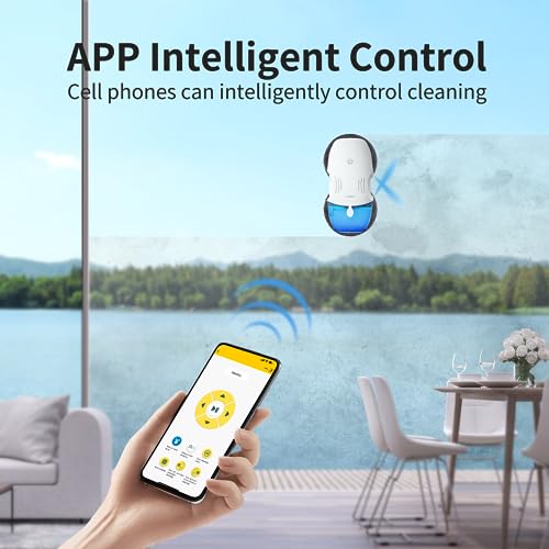 FMART Window Cleaning Robot,120ml Capacity Water Tank Window Cleaner Robot,Intelligent Double Water Spray Technology,3800PA Suction Power,AI Edge Detection Technology