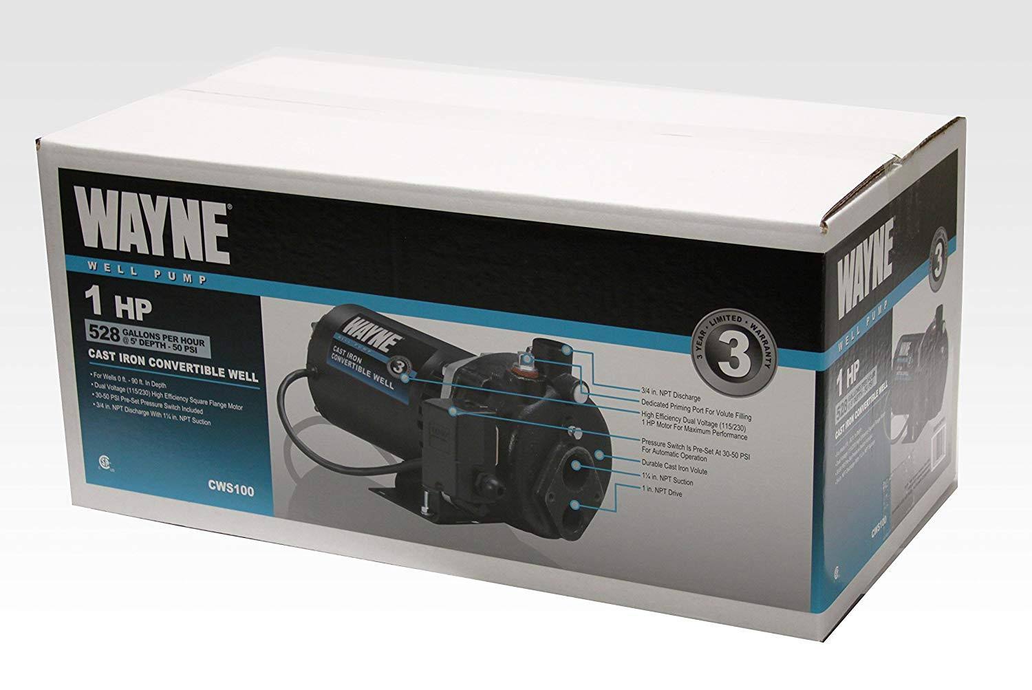 Wayne CWS100 1 HP Cast-Iron Convertible Well Jet Pump