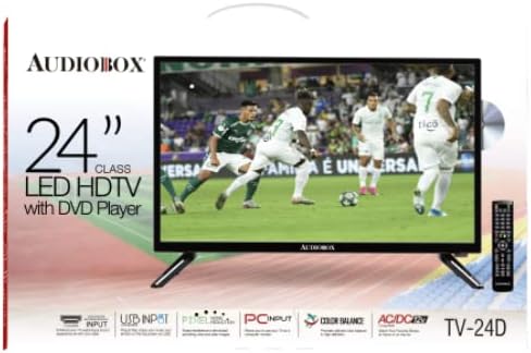 Audiobox TV-24D LED HDTV & Monitor 24", with Built-in DVD Player, HDMI, USB, AC/DC, DVD/CD/CDR High Resolution for RV, Camper, Tailgate, Entertainment