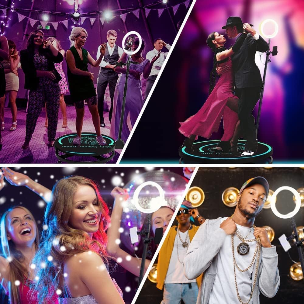 BLUELF 360 Photo Booth Machine for Parties Support Customize Logo 360 Spin Selfie Platform for Party, Wedding, Live Broadcast, Big Event (31.5’’)