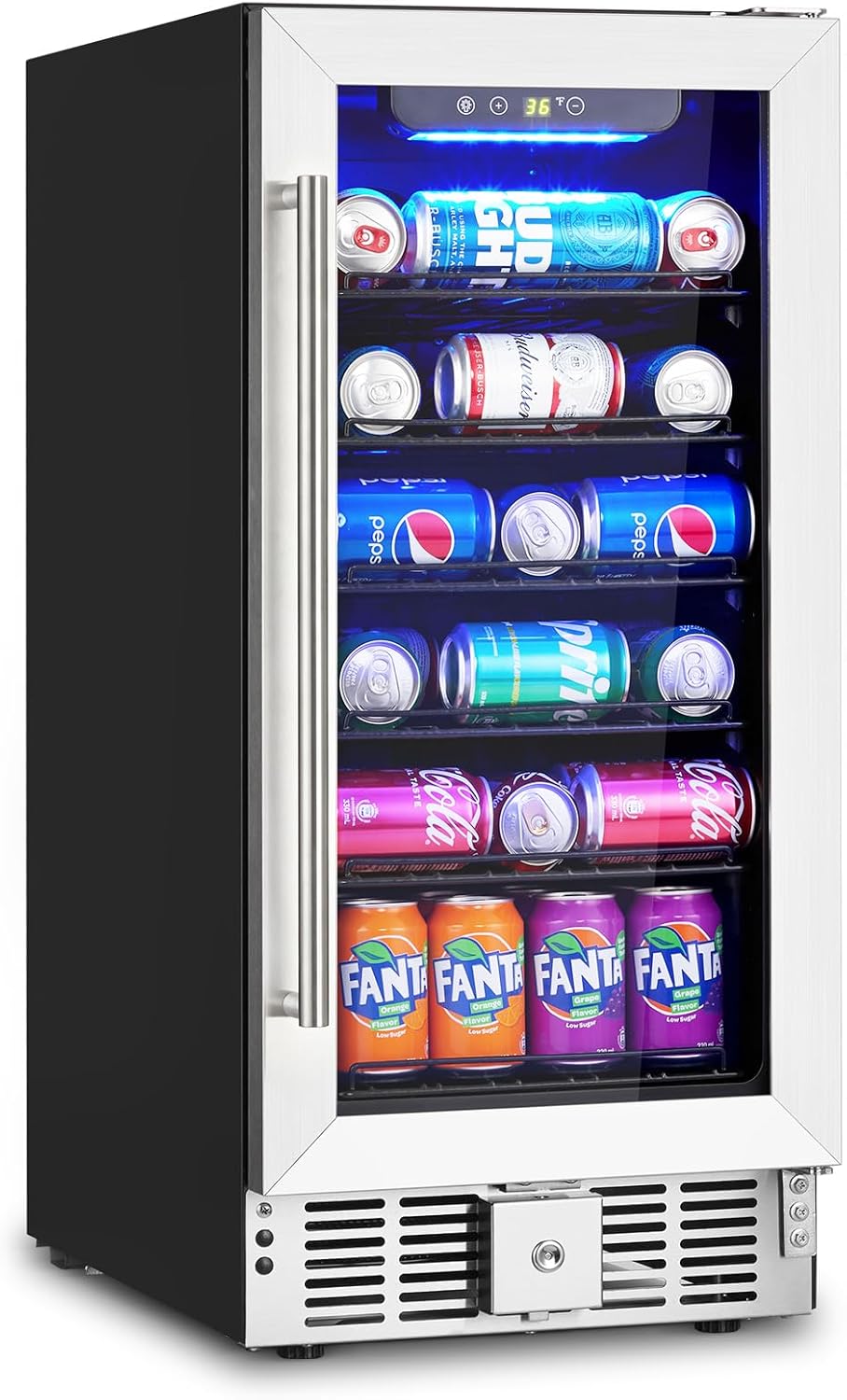 Towallmark Beverage Refrigerator, 3.2 Cu.ft Beverage Fridge｜115 Cans Capacity, Small Beverage Cooler with 36～60°F Adjustable Digital Temperature Control Compressor and Safety Lock