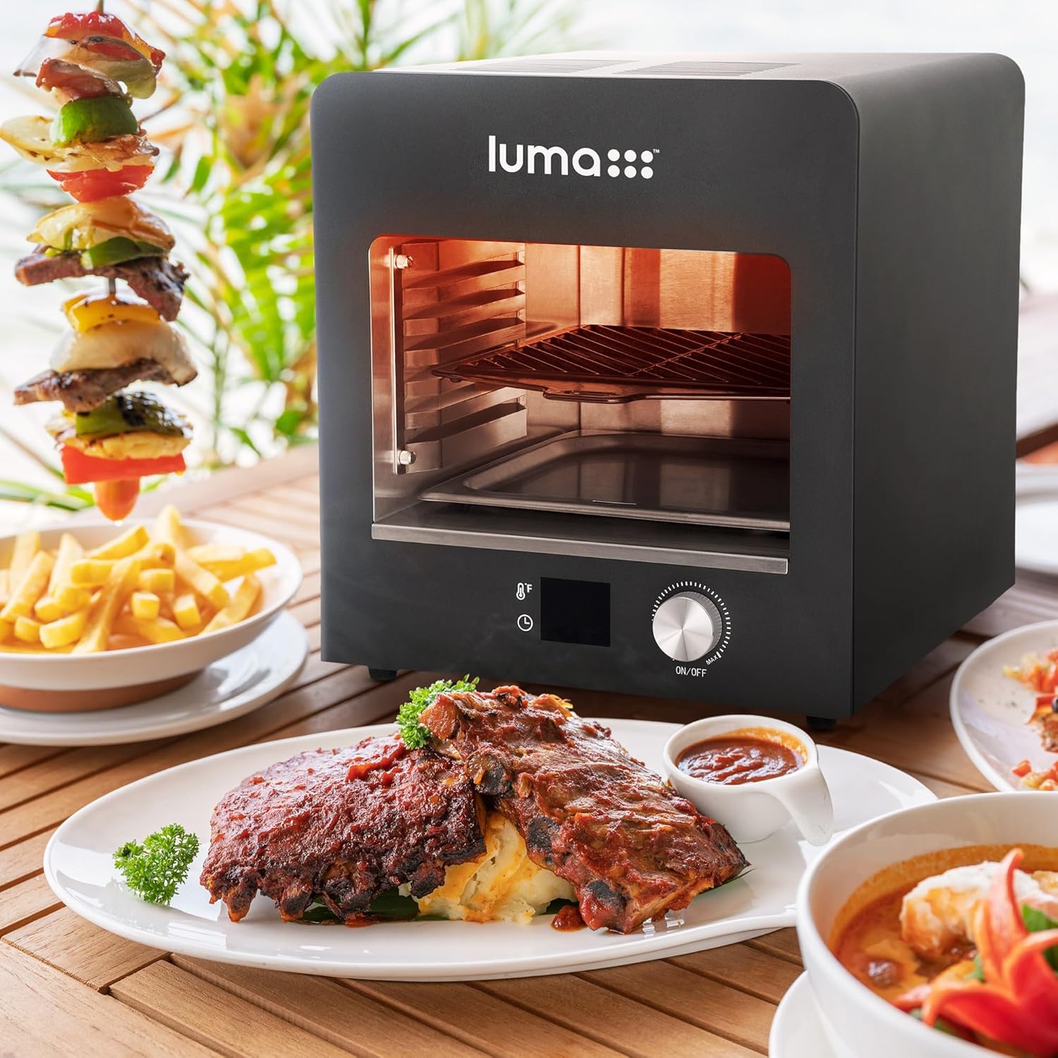 Luma Electric Steak Grill, Portable Indoor Countertop Oven with Griddle, Smokeless Electric Infrared Grill, Heats up to 1450 Degrees, BBQ, Grill, Toast, and Broil Chicken, Beef, Pork, and Vegetables