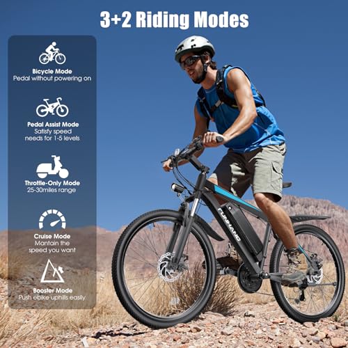 Electric Bike for Adults, Peak 1000W Ebike, 50Miles 21.7MPH Adult Electric Bicycles, 26" Electric Mountain Bike 48V 374.4WH Battery, Commuter E Bike with Adjustable Stem, Fenders, 21 Speed