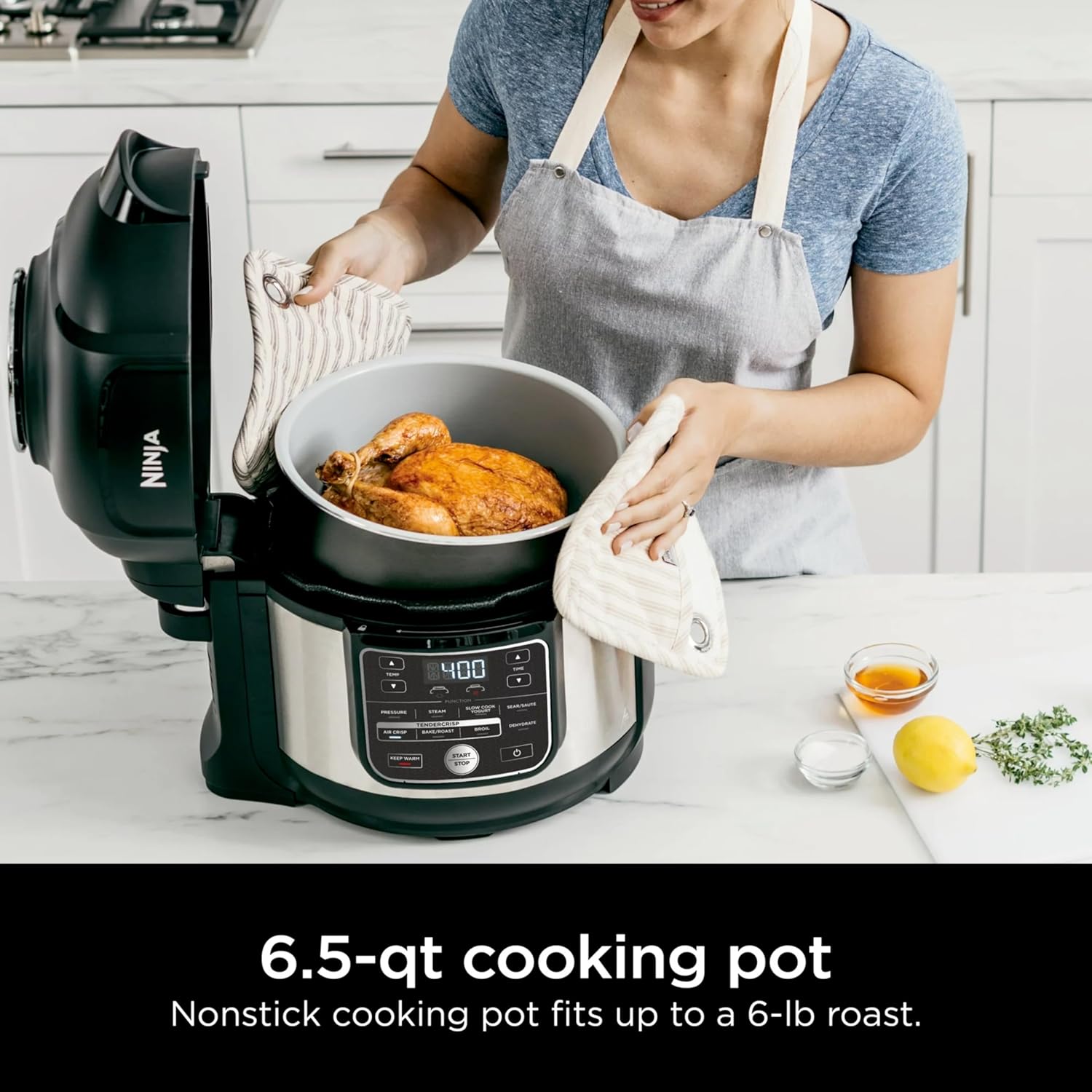Ninja Foodi OS300 10-in-1 6.5-Quart Pro Pressure Cooker Air Fryer Multicooker, Stainless, Indoor grill’s wide temperatureCyclonic Grilling Technology 500F, Smoke Control System (Renewed)
