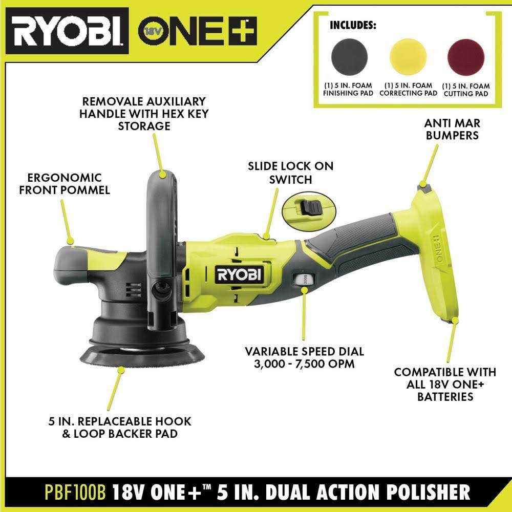 RYOBI ONE+ 18V Cordless 5 in. Variable Speed Dual Action Polisher Kit with 4.0 Ah Battery and 18V Charger - Shop Hardware Tools Online Store
