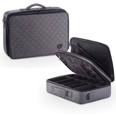 KIOTA Makeup Case Cosmetic Travel Storage Organizer Bag with Dividers (Slate), Grey
