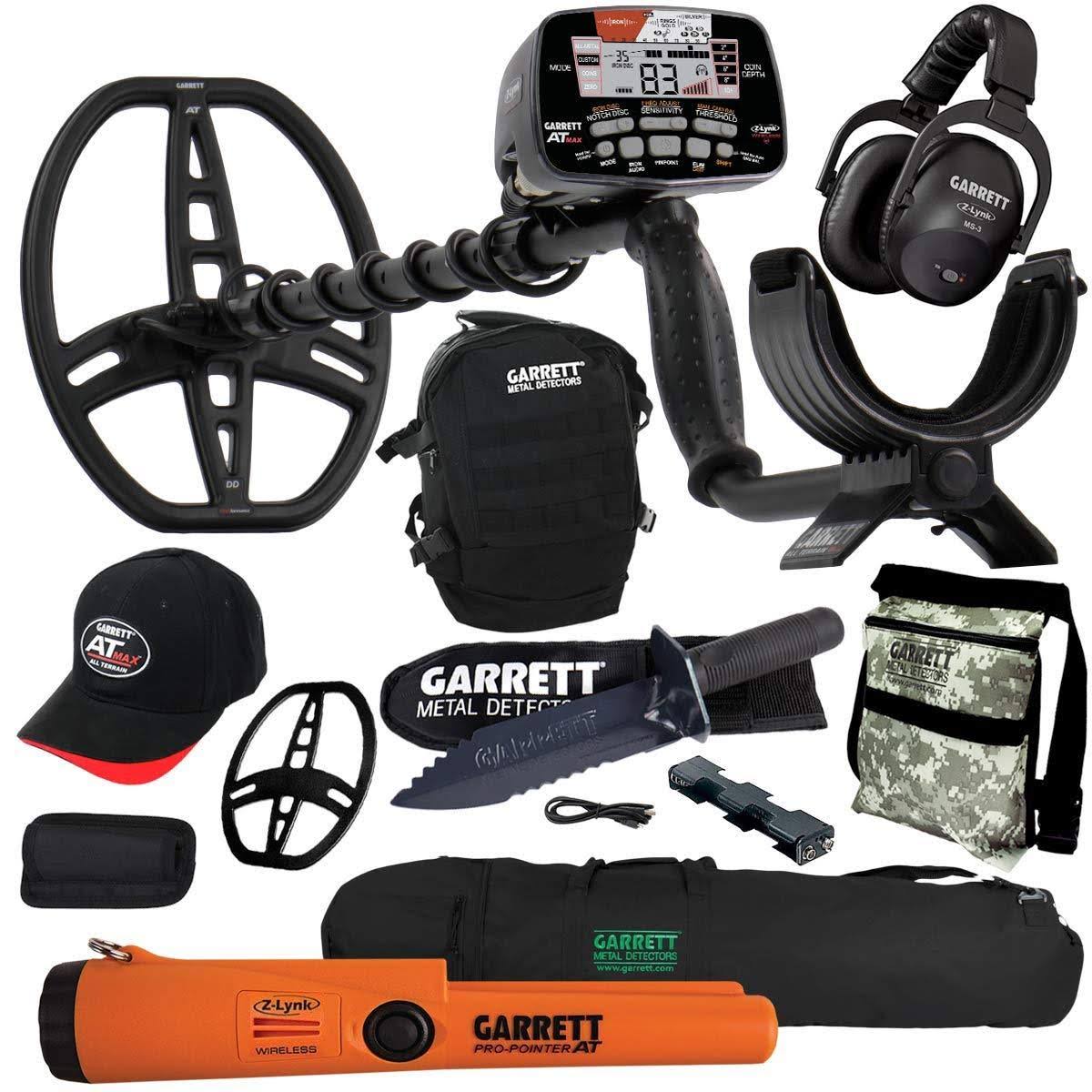 Garrett at Max Metal Detector with MS-3, Pro Pointer AT, Carry Bag u0026 More