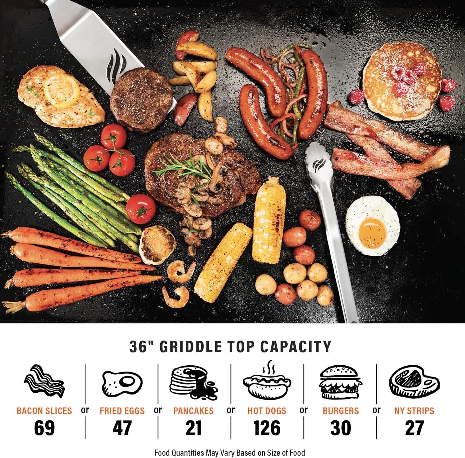 Blackstone 2310 Iron Forged 36” Omnivore Griddle with X-Braced Hood, Powder Coated Steel, Black