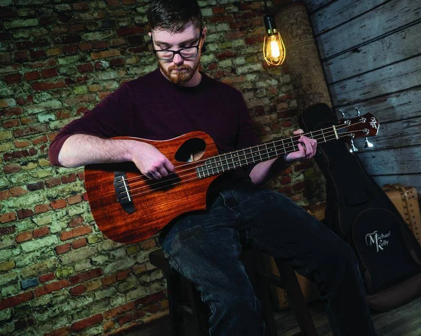 Michael Kelly Sojourn Port Acoustic Electric Travel Bass Guitar Koa
