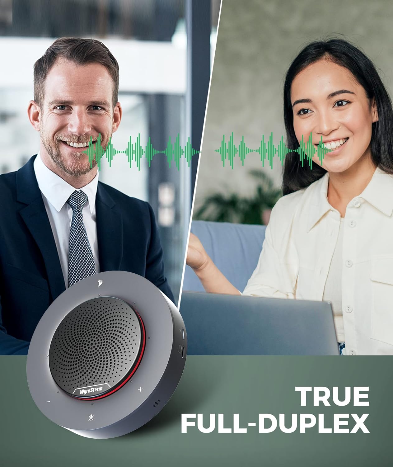 WyreStorm Halo 90 Conference Speaker, 4 Noise-canceling Mics, Enhanced 360° Voice Pickup, 4K@60Hz Video Resolution, AGC Voice Balance, Full-Duplex, with USB-C Docking Function Supply Power to PC