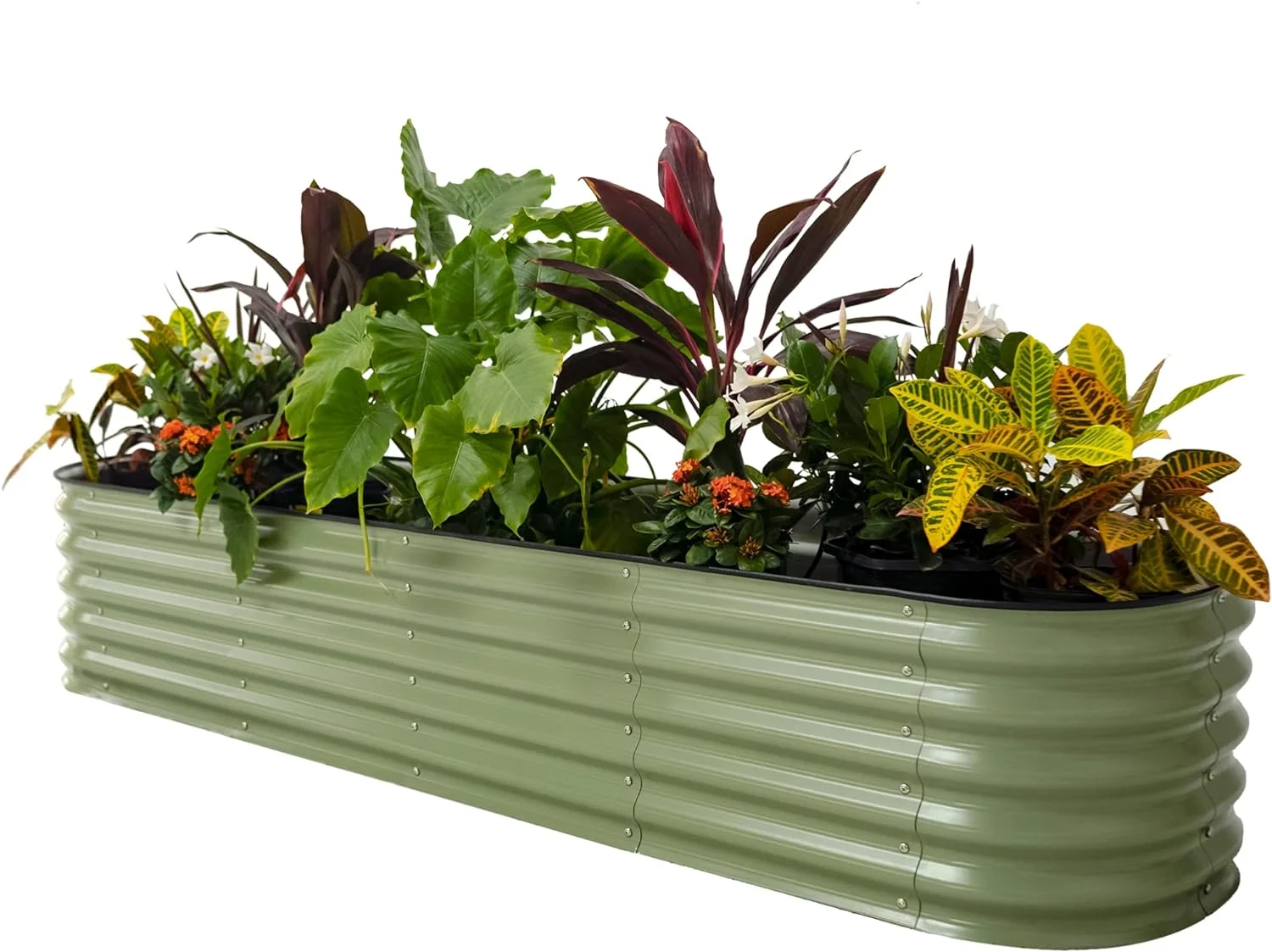 Vego Garden 2 x 8 ft Self-Watering Planter Raised Garden Bed Kits-Olive Green - Curated Treasures Market