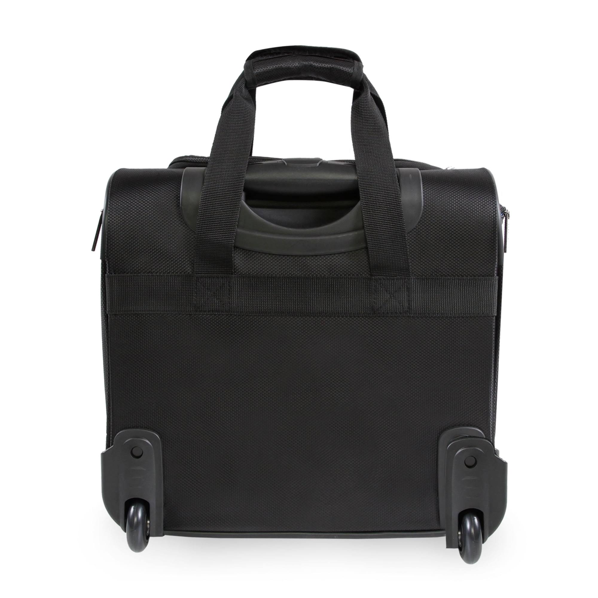 Perry Ellis Black Excess 9-Pocket Underseat Rolling Tote Carry-On Bag