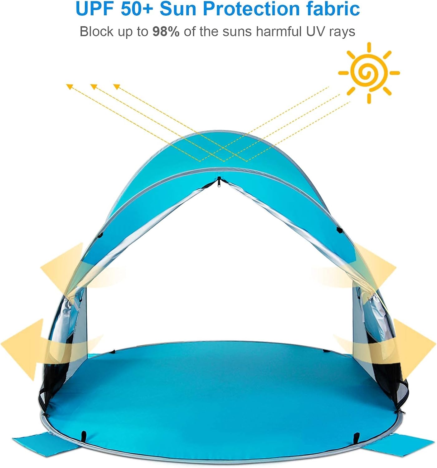 WolfWise UPF 50+ Easy Pop Up 3-4 Person Beach Tent Sport Umbrella Instant Sun Shelter Tent Sun Shade Baby Canopy