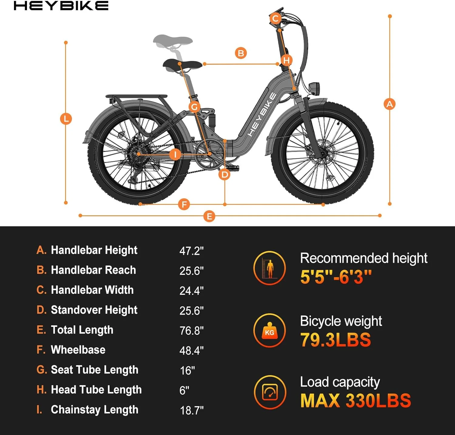 Heybike Horizon Electric Bike for Adults 750W Foldable Ebike with 48V 14.4AH Removable Battery,  24" x 4.0" Fat Tire Step-Thru Electric Bicycle, 7 Speed Gear and Dual Hydraulic Suspension