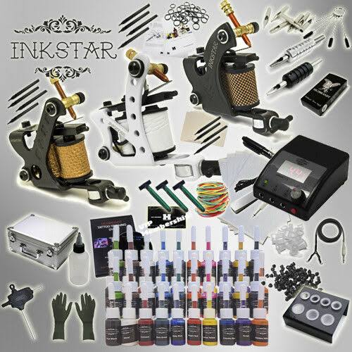 Complete Tattoo Kit Professional Inkstar 3 Machine Apprentice & Case 40 Ink US