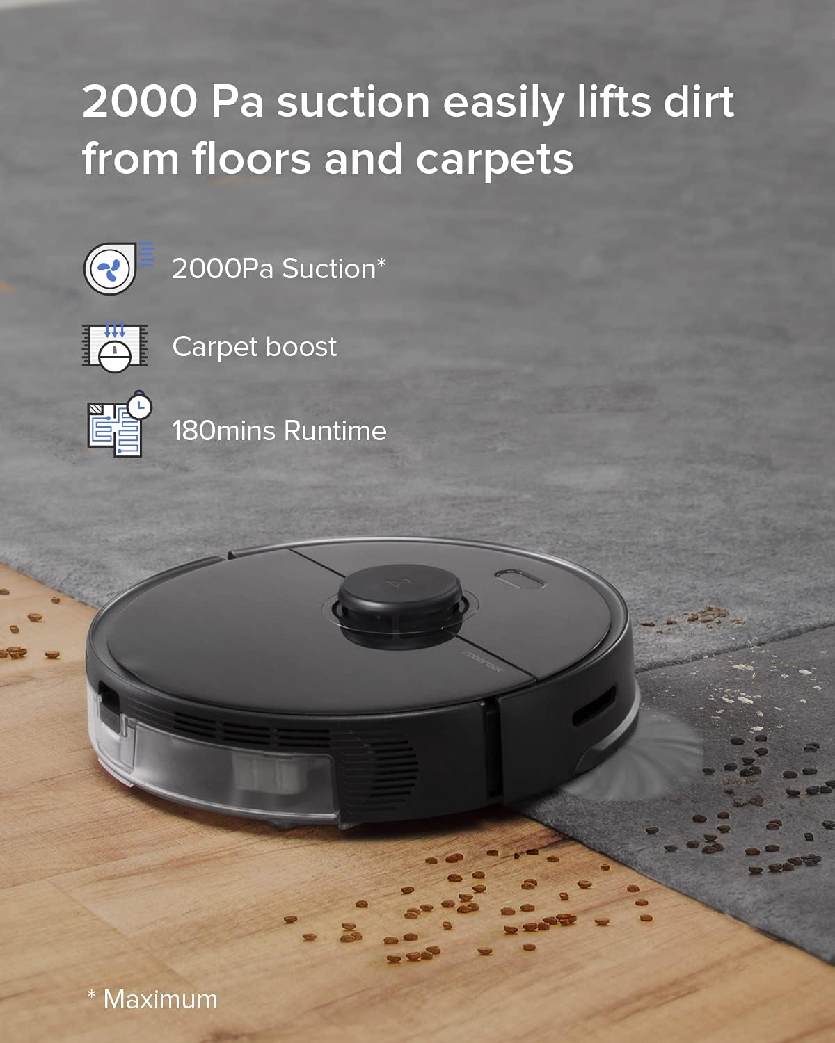 roborock S5 Max Robot Vacuum and Mop with Official Multi-Surface Floor Cleaning Solution Bundle, Black