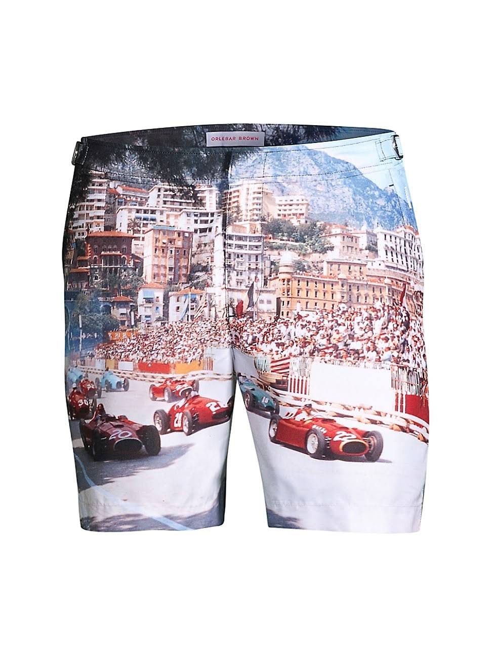 Men&s Orlebar Brown Bulldog Photographic Swim Trunks, Size 28 - Blue