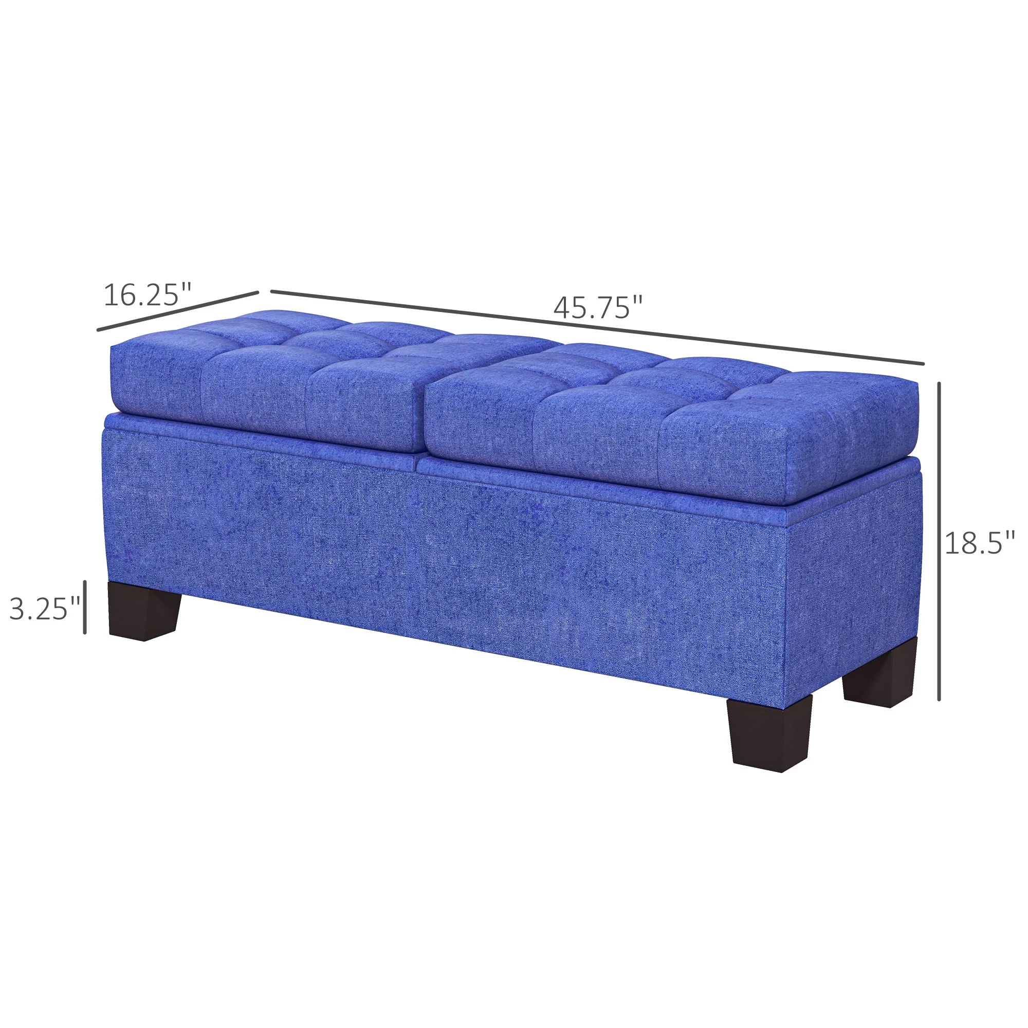 HOMCOM Storage End of Bed Bench, Upholstered Bench with Steel Frame, Blue