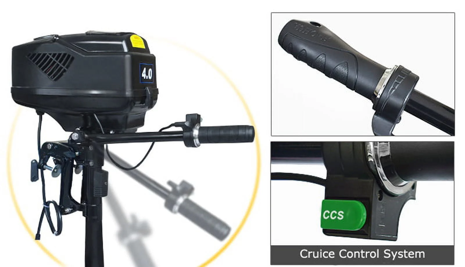 Intbuying 4HP 48V Electric Outboard Trolling Motor Fishing Boat Engine 1000W Brushless Motor