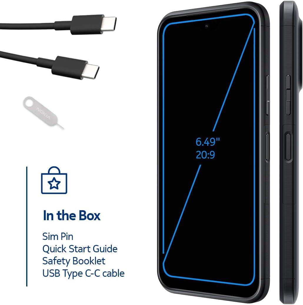 Nokia XR21 5G | Android 12 | Unlocked Rugged Smartphone | Dual SIM | US Version | 6/128GB | 6.49-Inch Screen | 64MP Dual Camera | Midnight Black