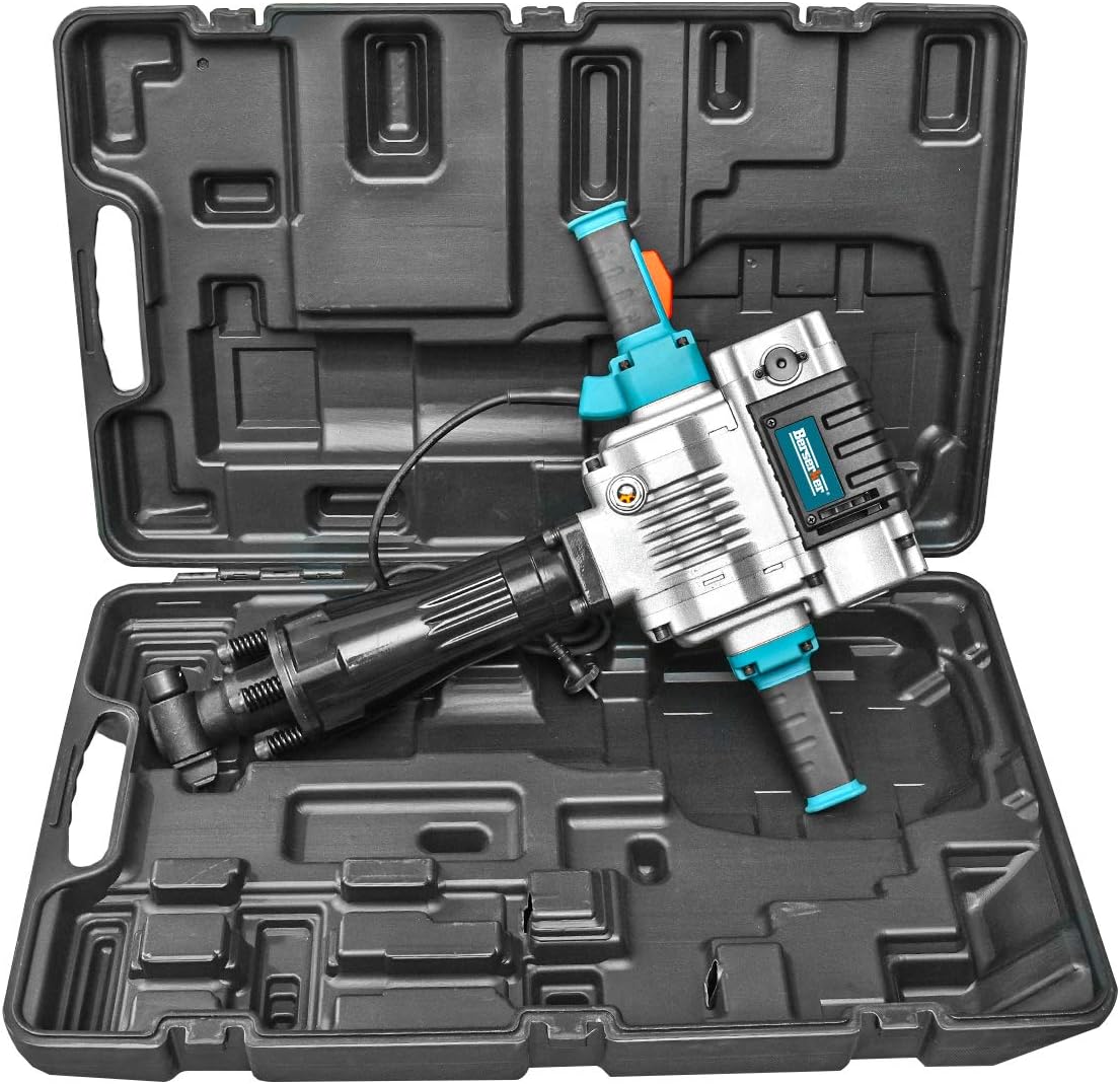 Berserker 1700W 30-Pound SDS-Hex Jack Hammer,1-1/8 14-Amp Corded Electric Heavy Duty Demo Demolition Chipping Hammer Concrete/Pavement Breaker with Carrying Case Flat Chisel Bull Point Chisel