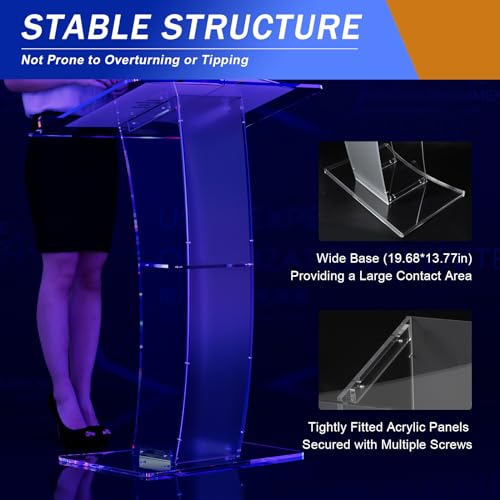 Acrylic Podium Acrylic Transparent Lifting Podium Clear Podium Acrylic Podium Stand Pulpits for Churches Portable Lecterns & Podiums Pulpits for Church, Weddings, School, Office