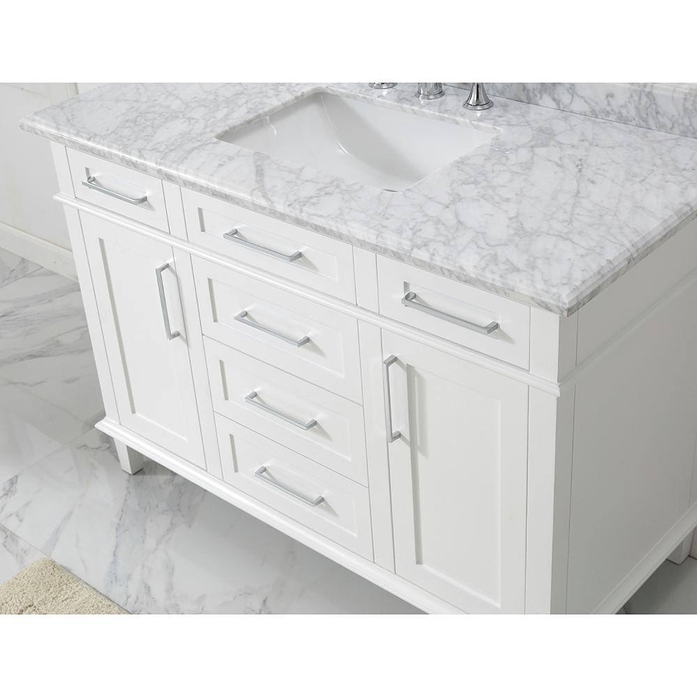 Home Decorators Collection Sonoma 48 in. W x 22 in. D Vanity in White with Carrara Marble Top with White Sinks