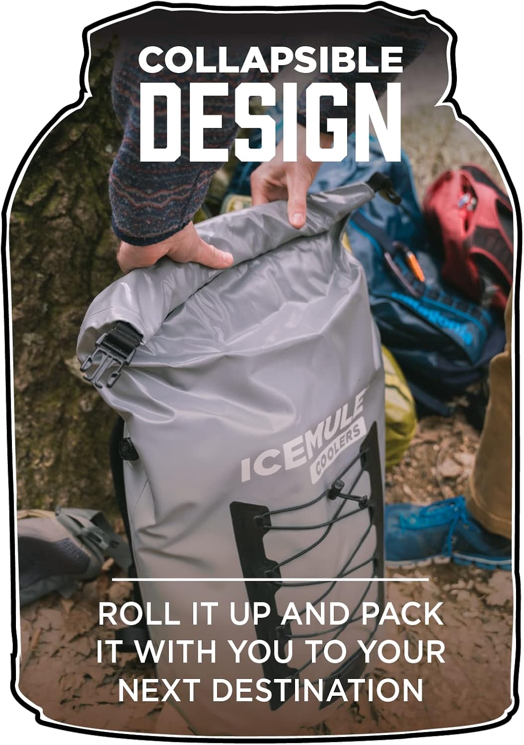 ICEMULE Pro Large Collapsible Backpack Cooler – Hands Free, 100% Waterproof, 24+ Hours Cooling, Soft Sided Cooler for Hiking, Camping, Fishing & Picnics, 23 Liter, Fits 24 Cans + Ice, Olive