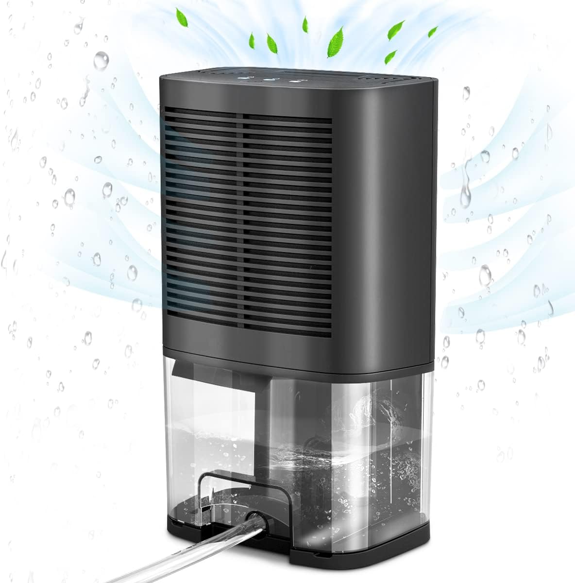 Dehumidifiers for Home with Drain Hose - Donatello Portable Smart Dehumidifiers 350 sq ft, Ultra Quiet Compact Dehumidifier for Bedroom Bathroom RV Garage Closet Basements Small Room Camper (2000ml)