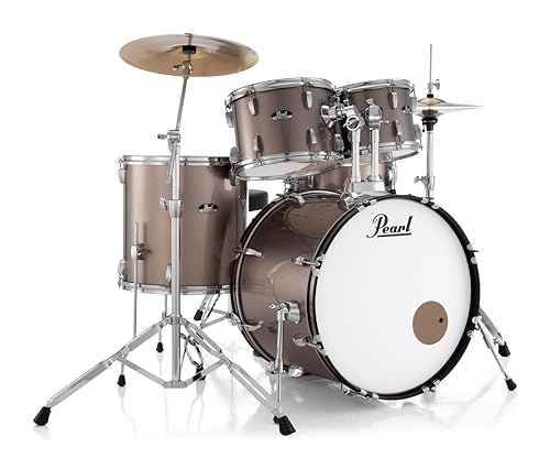 Pearl Roadshow Drum Set 4-Piece Complete Kit with Cymbals and Stands, Charcoal Metallic (RS584C/C706)