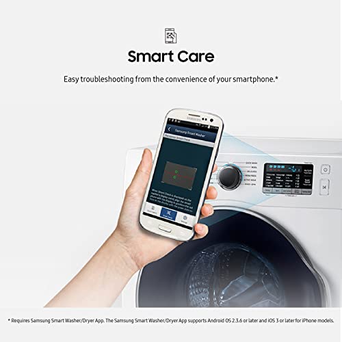 Samsung 2.2 Cu Ft Small Space Front Load Washer, 40 Minute Super Speed Washing Machine, Steam Wash Clothes, Self Cleaning, WW22K6800AW/A2