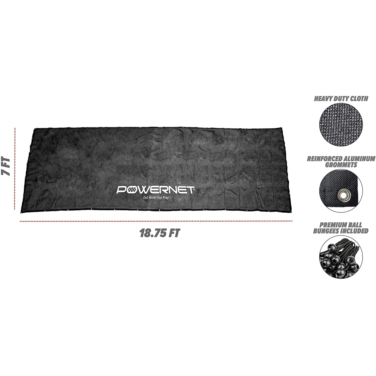 powerNet Fence Shade Net Cover | Portable Baseball Softball Dugout Sun Screen | 18.75 FT x 7 FT | Blocks Sun to Keep Players Cool | Easily Attach to Any Chain Link Fence with Included Bungee Ball Ties