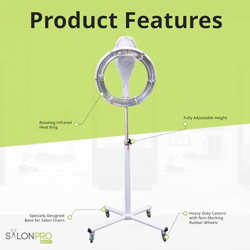 Compact Infrared Hair Color Processor & Dryer with Rolling Base - Portable Standing Hair Dryer - Heavy Duty Salon Equipment - Easy to Use Hair Processor (White)