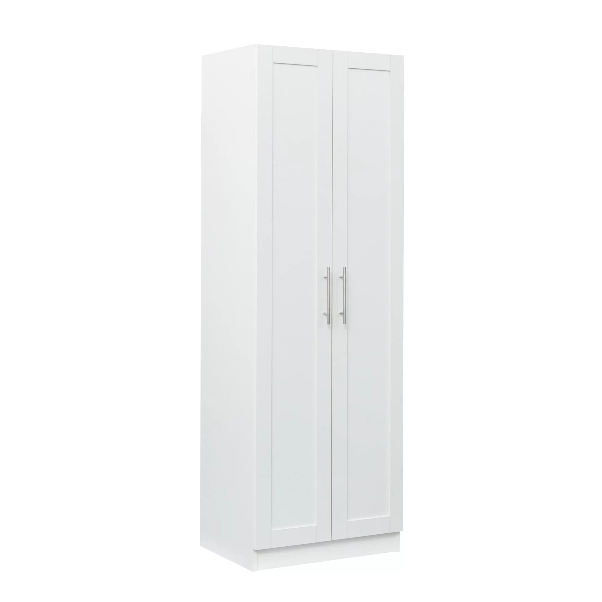 ikayaa High wardrobe and kitchen cabinet with 2 doors and 3 partitions to separate 4 storage spaces, White