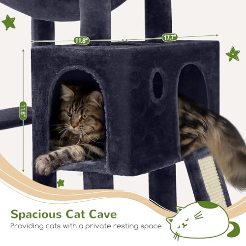 Globlazer Heavy Duty Cat Tree, 70 inch Sturdy Cat Tree for Indoor Cats Extra Large Cat Tower with Scratching Post, Hammock, Cat Condo for Adult Cats Kittens, F70 Pro, Light Grey