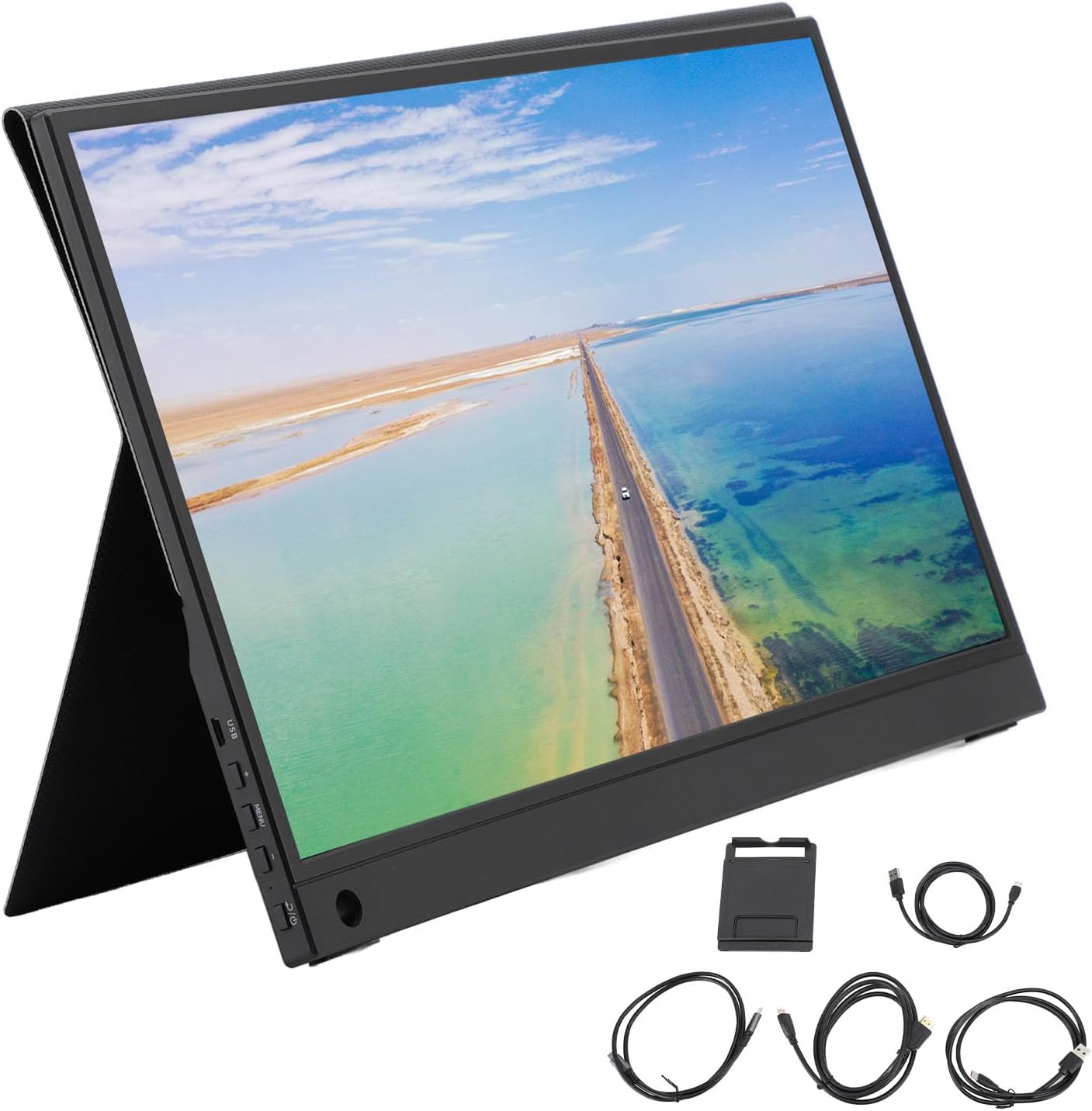 15.6 Inch Portable Monitor with Touchscreen, HDR Display, Dual Screen Usage, Mobile Screen Projection, Wide Compatibility, Lightweight and Portable