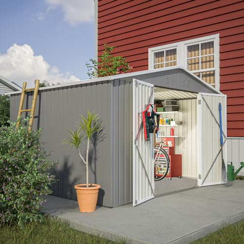 6x4 Ft Outdoor Storage Shed, Heavy-Duty All-Weather Tool Shed with Lockable Doors, Durable Resin Construction for, Patio & Backyard Organization Black